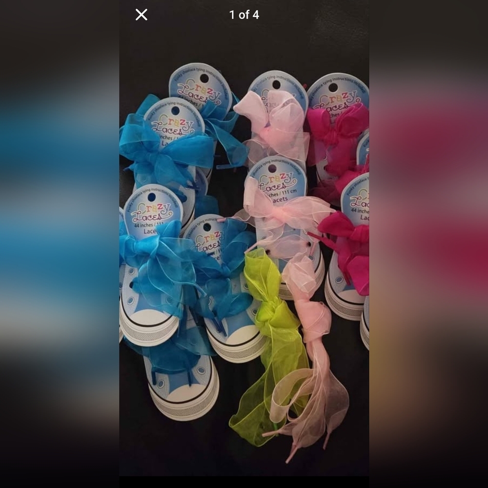 Crazy‎ laces Shoe laces Ribbon laces Girls shoes 17 pairs Blue hot pink green
